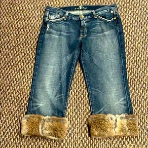 7 for all mankind bootcut jeans with fur trim NWT
